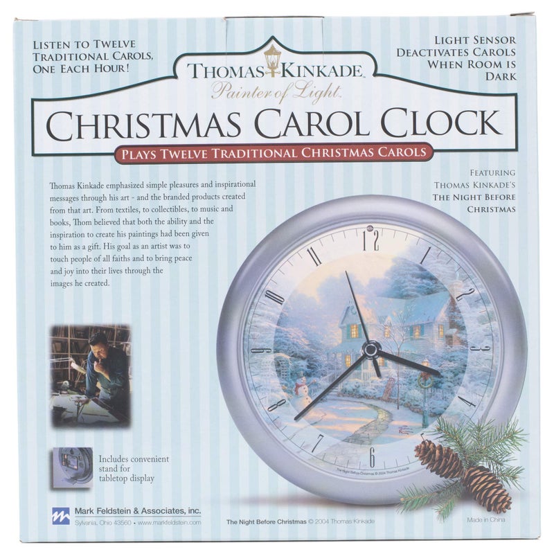 Mark Feldstein & Associates Thomas Kinkade The Night Before Christmas Musical Musical Christmas Carol Clock-8" - Image 4